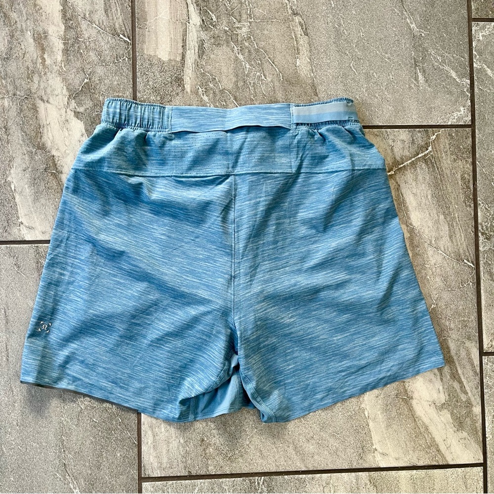🍋 Lululemon Surge Short Liner 6" Inseam Medium Heather Allover Blue Cast Run